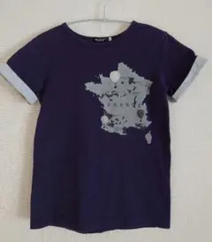 べべ　BeBe ネイビー　Tシャツ　マップ　プリント　フランス　150cm