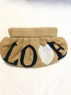 Moyna モイナ LOVE 刺繍クラッチバック ビーチリゾート