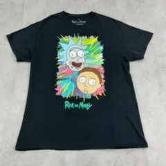 リック＆モーティー　サイケ　トップス　半袖　Tシャツ　古着　ブラック　黒　L