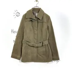 エムケーミッシェルクラン ステンカラージャケット(L)カーキ 比翼ボタン ベルト