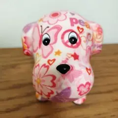 【美品】貯金箱 花柄 犬