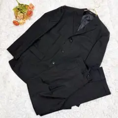 ★コムサイズム★スラックス パンツセットアップ【XL】メンズ スーツ ブラック系