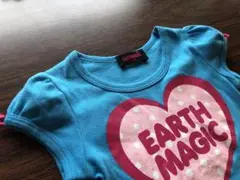 アースマジック　水色パフ袖Tシャツ　110cm