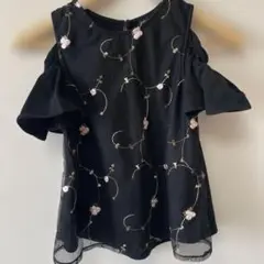 JILL ROSE ブラック フラワー刺繍 チュニック150