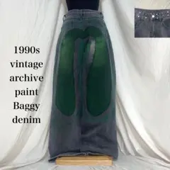 1990s vintage archive カモメ ペイント バギー デニム