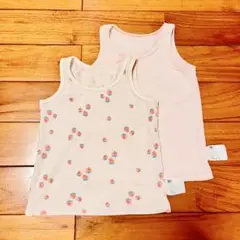 【美品】90 ユニクロ コットンメッシュ タンクトップ ピンク いちご
