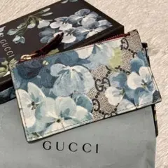 希少✨極美品✨グッチ フラグメントケース コイン GGスプリーム ブルームス 青