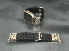 ブラック　アップルウォッチ　ラバーベルト　チタンカラーアダプター