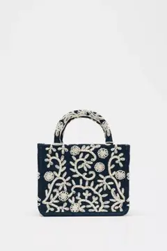ZARA 刺しゅうディテール入り デニムハードシティバッグ