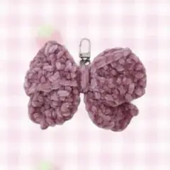 ハンドメイド 毛糸 編み物 かぎ編み リボンキーホルダー チャーム