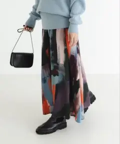 アーバンリサーチ　カラーブロックペイントギャザースカート