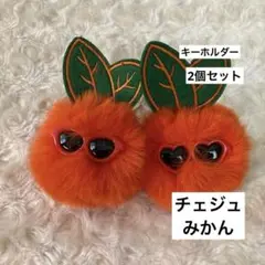 チェジュ　みかん　オレンジファーのサングラス付きキーホルダー