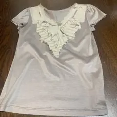 【RESPEC】美品フリル付き半袖カットソー　ベージュ　サイズS