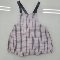 ZARAグレー系 チェック柄 コットンオーバーオール 62cm