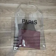 pou doudou PARIS ロゴ 透明バッグとポーチセット