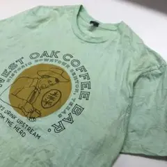コーヒーバー カフェ 半袖Tシャツ ライトグリーン メンズL