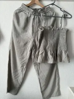 【美品】w closet セットアップ　パンツ　ビスチェ　グリーン　フリーサイズ