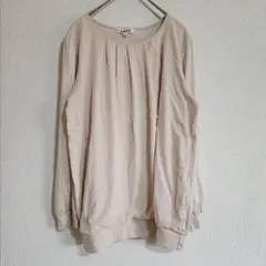 【ALPHA CUBIC】（L）プリーツデザイン長袖シャツ/シフォンブラウス