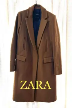 ZARA basic ロングコート チェスターコート ブラウン