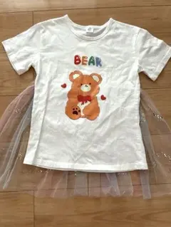 ノーブランド　クマのイラスト フリル付きTシャツ 140cm