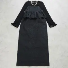 極美品　カプリシューレマージュ　ペプラムワンピース 　結婚式　黒　シアー