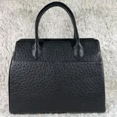 オーストリッチ風　トートバッグ ハンドバック　ブラック