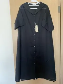 スタディオクリップ 黒 半袖 シャツワンピース