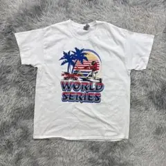 アメリカ野球/ワールドシリーズ/Tシャツ/オーバーサイズ/ホワイト