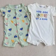 H&M ミッキーロンパース2点セット62㎝スナップ　前開き