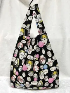 レジ袋型エコバッグ　Face Face(黒)