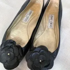 JIMMY CHOO ブラック フラットシューズ　23.5 36.5