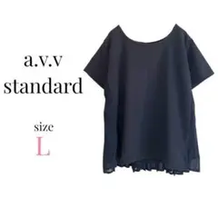 avv standard【L】半袖ブラウス プリーツブラウス フォーマルブラック