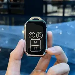 スズキSUZUKI スマートキーケースTPU キーカバー ハスラースペーシア黒銀
