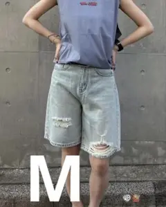 新品未使用タグ付き ENVYM デニム ハーフパンツ Mサイズ