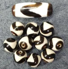 Y45　アゲート　虎牙天珠　丸珠セット