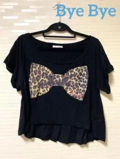 Bye ByeテールカットTシャツ　豹柄リボン