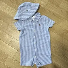 【 未使用！】ラルフローレン ロンパース 帽子 セット 12M 80ストライプ
