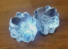 シルバー 花形 クリップ式 イヤリング