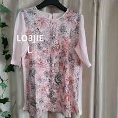 【ロブジェ】五分袖 チュニック Tシャツ Ｌサイズ
