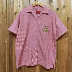 <美品>KETTY ケティ 薄手半袖シャツ 開襟シャツ パイナップル刺繍 ローン