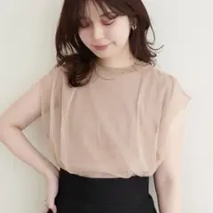 チュールニットレイヤードTOPS ベージュ　natural couture