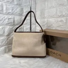 ✨美品✨ 箱付き COACH レザー x キャンバス ハンドバッグ