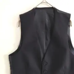 72　スーツベスト　M　黒　無地　ジレベスト