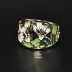 エナメルリング 花フラワーデザイン カラフルリング 15号xs-12