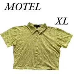 B品 MOTEL モーテル 半袖シャツ グリーン ドット XL 襟 小さめ