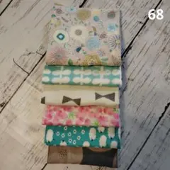 68.【6重ガーゼ】ハーフサイズ　ガーゼハンカチ　6枚セット　北欧・大人柄
