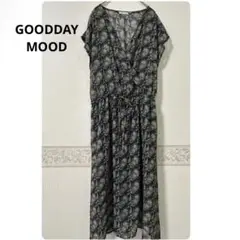 1240j.GOODDAYMOODロングワンピースM〜L ポリエステル ネイビー