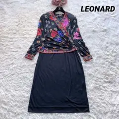 ほぼ未使用✨大きいサイズ13 レオナール カシュクールワンピース カンカン 花柄