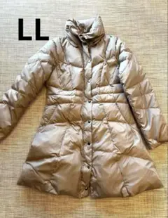 美品【L L】大きめ　ゆったり　ベージュ ロングダウンジャケット