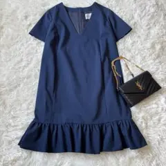 be Blumarine　ブルマリン　フリルワンピース　サイズ44　ネイビー